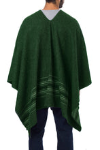 Load image into Gallery viewer, Alpaca Blend Poncho in Green with V-Neck Made in Peru - Green Nazca | NOVICA