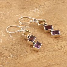 Load image into Gallery viewer, Geometric Multi-Gemstone Dangle Earrings Totaling 3 Carats - Dazzling Ladders | NOVICA