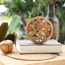 Load image into Gallery viewer, Hand-Carved Frangipani-Themed Suar Wood Relief Panel - Little Frangipani | NOVICA