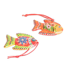 Load image into Gallery viewer, Set of 6 Fish-Themed Hand-Painted Colorful Ceramic Ornaments - Marine Celebration | NOVICA