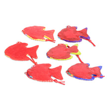 Load image into Gallery viewer, Set of 6 Fish-Themed Hand-Painted Colorful Ceramic Ornaments - Marine Celebration | NOVICA