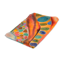 Load image into Gallery viewer, Hand-Painted Pomegranate-Themed Light Blue Silk Scarf - Pomegranate Heaven | NOVICA