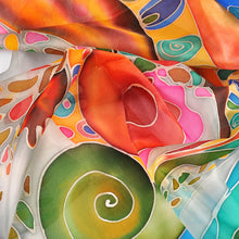 Load image into Gallery viewer, Hand-Painted Pomegranate-Themed Light Blue Silk Scarf - Pomegranate Heaven | NOVICA