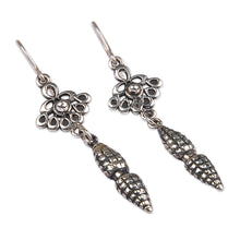 Load image into Gallery viewer, Sterling Silver Tulip Dangle Earrings with Antique Finish - Budding Tulips | NOVICA
