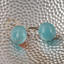 Load image into Gallery viewer, Modern Light Blue Ceramic Drop Earrings with Silver Hooks - Light Blue Moon | NOVICA