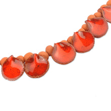 Load image into Gallery viewer, Hand-Painted Ceramic Beaded Droplet Necklace in Red & Orange - Flaming Droplets | NOVICA