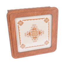 Load image into Gallery viewer, Handmade Wood Jewelry Box with Embroidered Motif on Lid - Monastery Garden | NOVICA