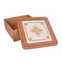 Load image into Gallery viewer, Handmade Wood Jewelry Box with Embroidered Motif on Lid - Monastery Garden | NOVICA