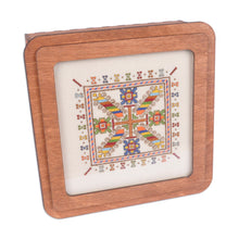 Load image into Gallery viewer, Wood Jewelry Box with Cotton Embroidered Motif on the Lid - Spectacular Colors | NOVICA