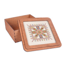 Load image into Gallery viewer, Wood Jewelry Box with Cotton Embroidered Motif on the Lid - Spectacular Colors | NOVICA
