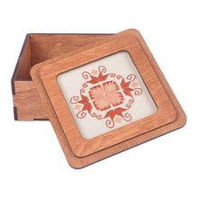 Load image into Gallery viewer, Armenian Handmade Wood Jewelry Box with Embroidered Motif - Hibiscus Splendor | NOVICA