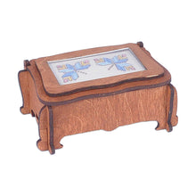 Load image into Gallery viewer, Handmade Wood Jewelry Box Topped by Lovely Embroidered Motif - Blue Butterflies | NOVICA