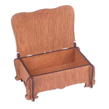 Load image into Gallery viewer, Handmade Wood Jewelry Box Topped by Lovely Embroidered Motif - Blue Butterflies | NOVICA