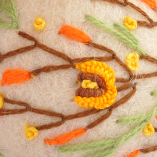 Load image into Gallery viewer, Handcrafted Floral Embroidered Wool Felt Ornament in Ivory - Armenia's Blossoming | NOVICA