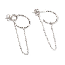 Load image into Gallery viewer, Braided Geometric Sterling Silver Dangle Earrings - Sophisticated Fate | NOVICA