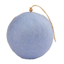 Load image into Gallery viewer, Blue Wool Felt Ornament with Embroidered Floral Textile - Svaz Bouquet | NOVICA