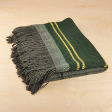 Load image into Gallery viewer, Hand-Woven Striped Wool Throw in Green & Yellow from Armenia - Cozy Green | NOVICA