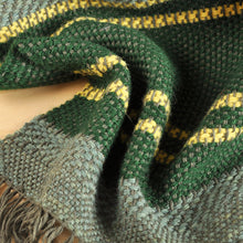 Load image into Gallery viewer, Hand-Woven Striped Wool Throw in Green & Yellow from Armenia - Cozy Green | NOVICA