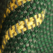 Load image into Gallery viewer, Hand-Woven Striped Wool Throw in Green & Yellow from Armenia - Cozy Green | NOVICA
