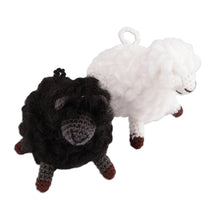 Load image into Gallery viewer, Set of 2 Crocheted Black and White Acrylic Sheep Ornaments - Woolly Duo | NOVICA