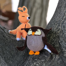 Load image into Gallery viewer, Set of Two Fox and Owl Acrylic Ornaments Crocheted by Hand - Holidays from the Forest | NOVICA