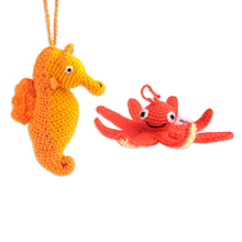 Load image into Gallery viewer, Set of Two Sea-Themed Acrylic Ornaments Crocheted by Hand - Holidays from the Sea | NOVICA