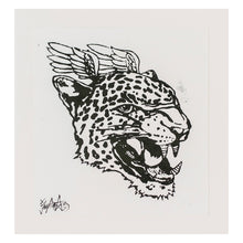 Load image into Gallery viewer, Handcrafted Expressionist Woodcut Print of a Winged Wild Cat - Jaguar | NOVICA