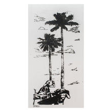 Load image into Gallery viewer, Handcrafted Impressionist Woodcut Print of Palm Trees - Black Wind | NOVICA