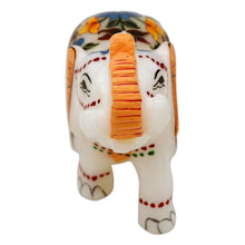 Load image into Gallery viewer, Hand-Painted Floral Soapstone Elephant Figurine from India - Good Fortune | NOVICA