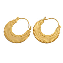 Load image into Gallery viewer, Polished 18k Gold-Plated Brass Hoop Earrings Crafted in Bali - Heaven's Palace | NOVICA