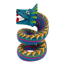 Load image into Gallery viewer, Hand-Painted Wood Alebrije Quetzalcoatl Serpent Figurine - Majestic Quetzalcoatl | NOVICA