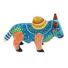 Load image into Gallery viewer, Colorful Hand-Painted Mexican Wood Alebrije Bull Figurine - Invincible Bull | NOVICA
