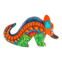 Load image into Gallery viewer, Painted Alebrije Copal Wood Figurine of Orange Armadillo - Mexico's Orange Guardian | NOVICA