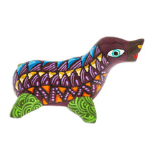 Load image into Gallery viewer, Traditional Alebrije Copal Wood Figurine of Purple Seal - Seal in the Purple Sea | NOVICA