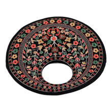 Load image into Gallery viewer, Floral Embroidered Black Faux Velvet Handbag in Vibrant Hues - Jaipur Eden | NOVICA