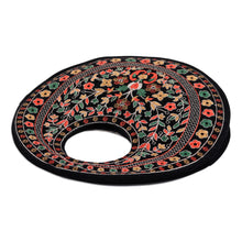 Load image into Gallery viewer, Floral Embroidered Black Faux Velvet Handbag in Vibrant Hues - Jaipur Eden | NOVICA