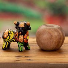 Load image into Gallery viewer, Andean Floral Ceramic Good Fortune Bull Figurine - Bull of Good Fortune | NOVICA