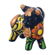 Load image into Gallery viewer, Andean Floral Ceramic Good Fortune Bull Figurine - Bull of Good Fortune | NOVICA