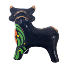 Load image into Gallery viewer, Andean Floral Ceramic Good Fortune Bull Figurine - Bull of Good Fortune | NOVICA