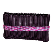Load image into Gallery viewer, Hand-Woven Recycled Vinyl Cord Cosmetic Bag in Purple & Pink - Sweet Berry | NOVICA