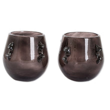 Load image into Gallery viewer, Pair of Handblown Rocks Glasses in Black - Shadow Shot | NOVICA