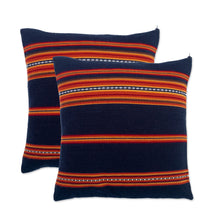 Load image into Gallery viewer, Pair of Handwoven Blue Alpaca Blend Cushion Covers - Inca Comfort | NOVICA