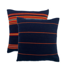 Load image into Gallery viewer, Pair of Handwoven Blue Alpaca Blend Cushion Covers - Inca Comfort | NOVICA