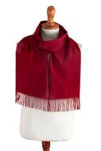 Load image into Gallery viewer, 100% Alpaca Fringed Scarf in Red Hand-Woven in Peru - Crimson Tide | NOVICA