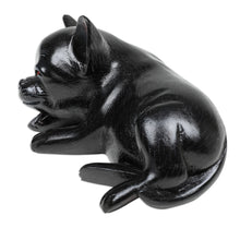 Load image into Gallery viewer, Hand-Carved Black Suar Wood Chihuahua Figurine from Bali - Sleeping Chihuahua at Night | NOVICA