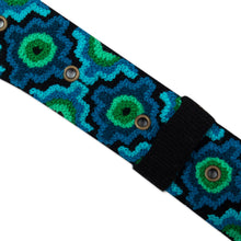 Load image into Gallery viewer, Chakana-Themed Turquoise and Green Embroidered Wool Belt - Turquoise Worlds | NOVICA