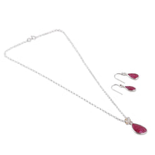 Load image into Gallery viewer, 18-Carat Faceted Ruby Necklace and Earrings Jewelry Set - Blissful Ruby | NOVICA