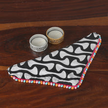 Load image into Gallery viewer, Cotton Dog Bandana with Bone Pattern and Pom-Poms from India - Bone Treat | NOVICA