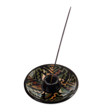 Load image into Gallery viewer, Handcrafted Geometric Round Ceramic Incense Holder - Ancestral Constellation | NOVICA