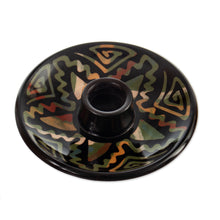 Load image into Gallery viewer, Handcrafted Geometric Round Ceramic Incense Holder - Ancestral Constellation | NOVICA